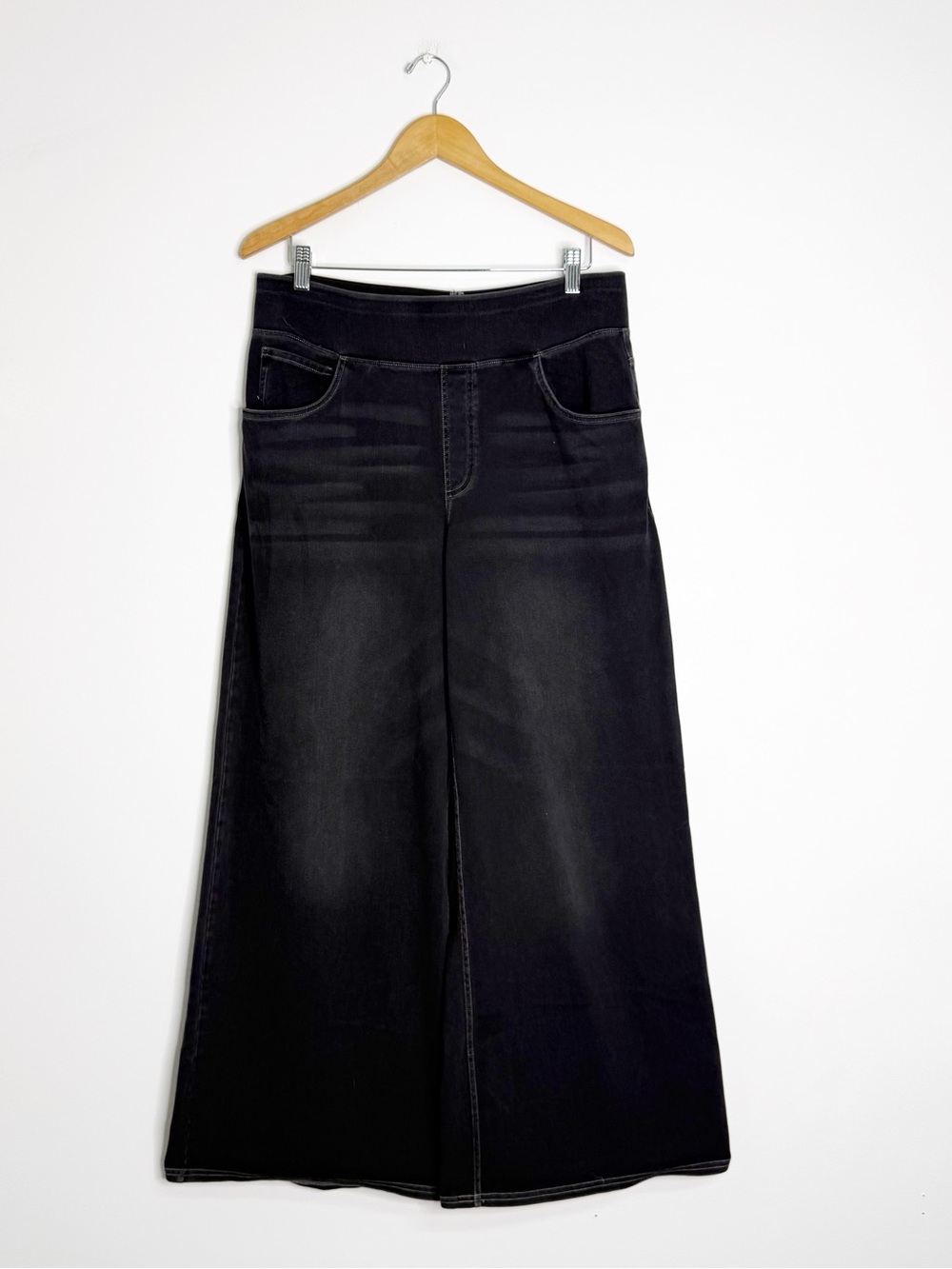 Halara Black Denim Wide Leg Pants Women’s XL High Rise Stretch Pull On Jeans